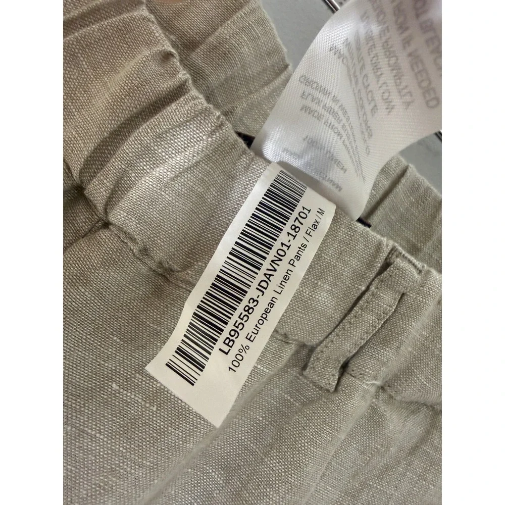 Quince 100% European Linen Pants Flax Beige Straight Leg Elastic Waist M